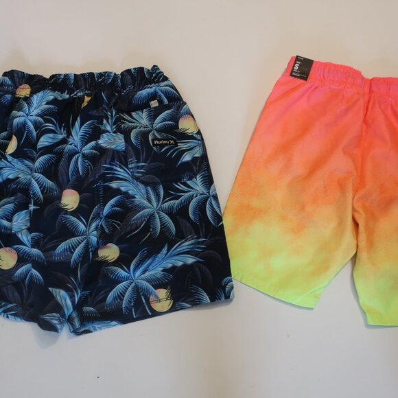 Boys 2PC Lot Hurley Assorted Swim Trunk Shorts Sz S (Neon Colored one is NWT) - Picture 4 of 6